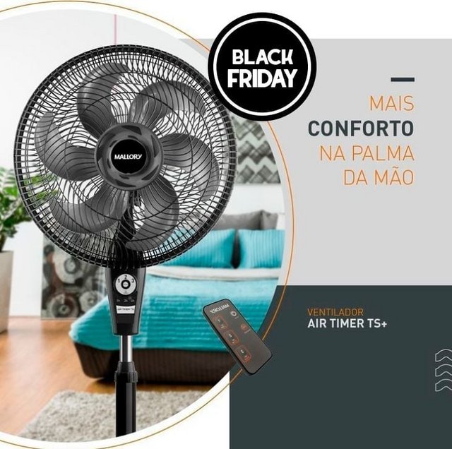 Ventilador de Coluna, Air Timer Style TS+, Preto/Grafite, 110v, Mallory na Amazon