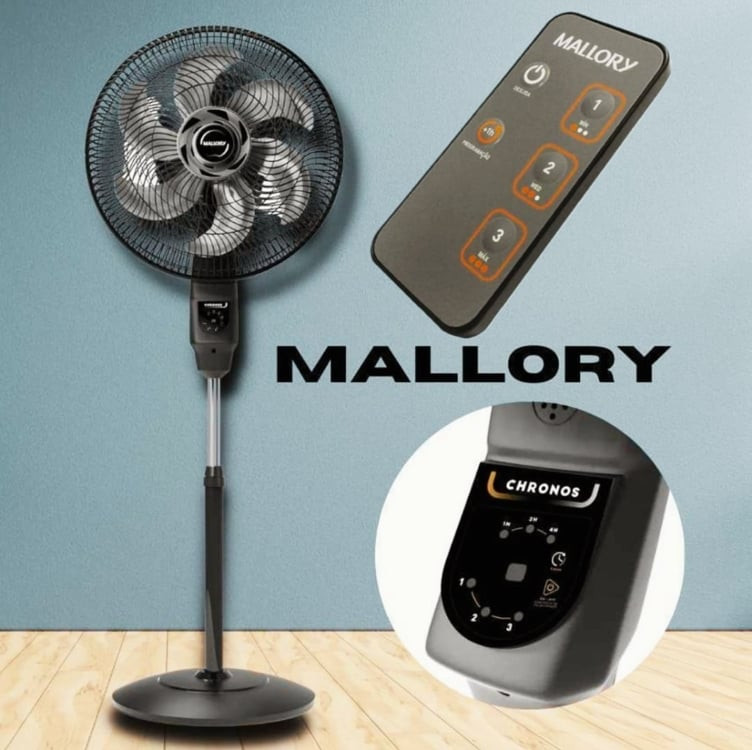 Ventilador de Coluna Mallory Chronos 126W, Silencioso, Com Controle Remoto, Hélice de 6 pás, Auto Desligamento Programável de até 7 Horas- PR – GR – 220V na Amazon