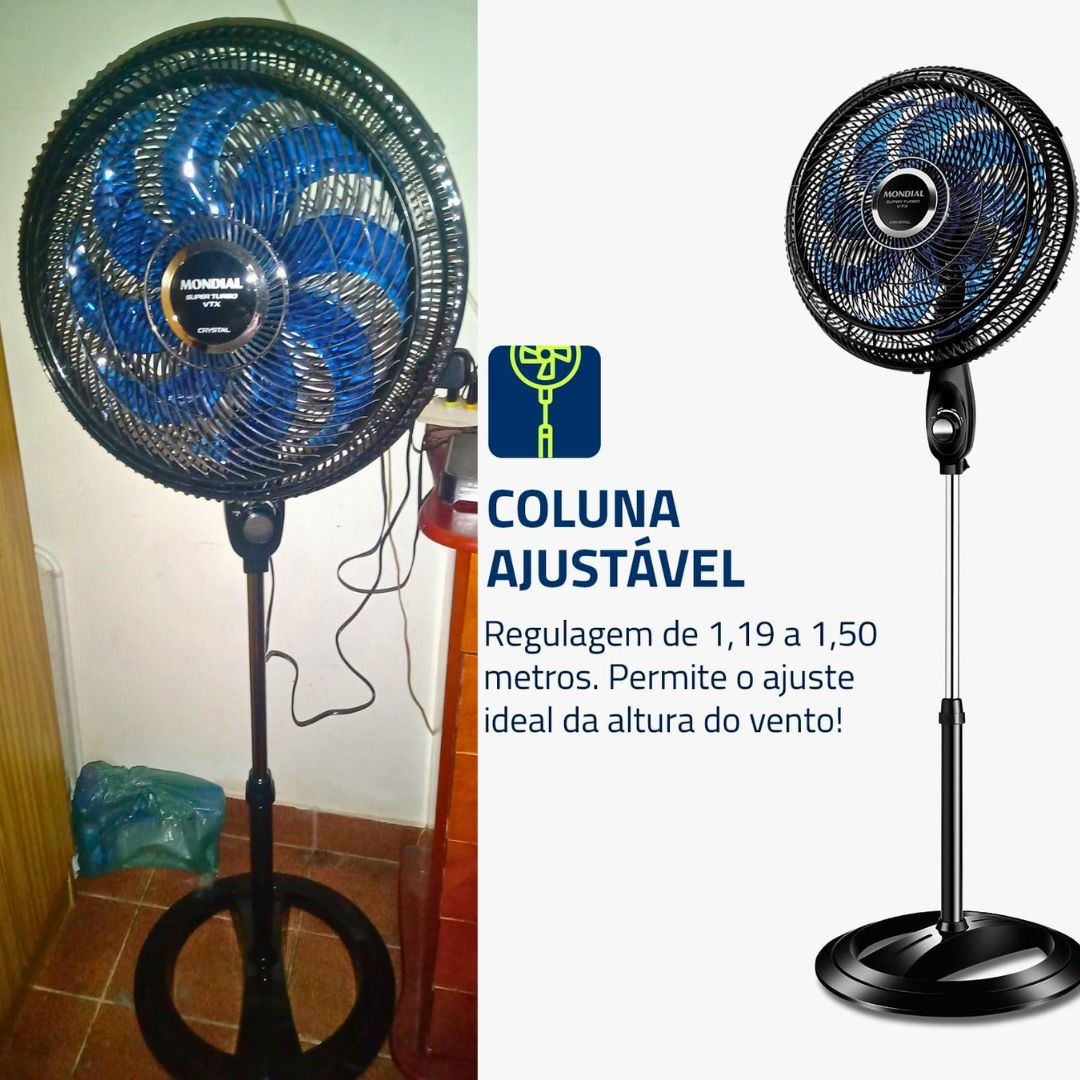 Ventilador de Coluna, Super Turbo 8 Pás, Mondial, Preto, 140W, 110V – VTX-40C-CRYSTAL na Amazon