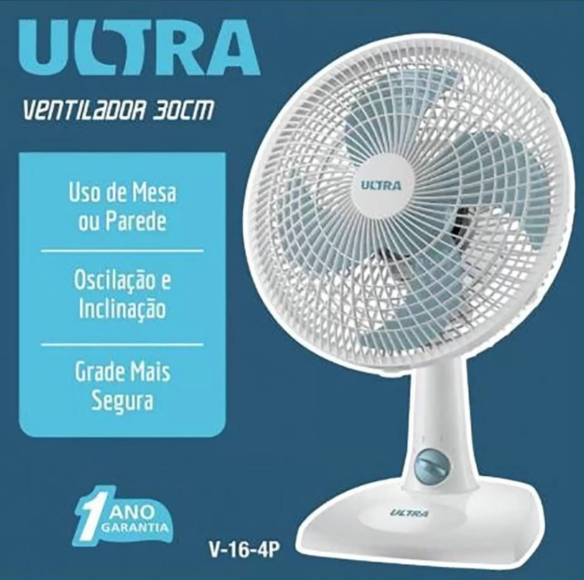 Ventilador de mesa 30cm, Ultra, Branco/Azul – V-30-6P na Amazon