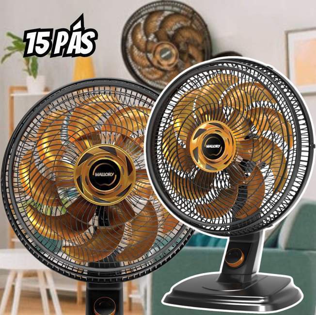 Ventilador de Mesa e Parede Mallory Egeo, Silencioso, Hélice de 15 pás, Grade Especial em Sistema TS, Máxima Vazão e Mínimo Ruído – PR-DR na Amazon