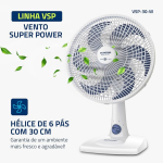 Ventilador de Mesa Mondial 220V, 30cm, 6 pás, Super Power – VSP-30-W na Amazon