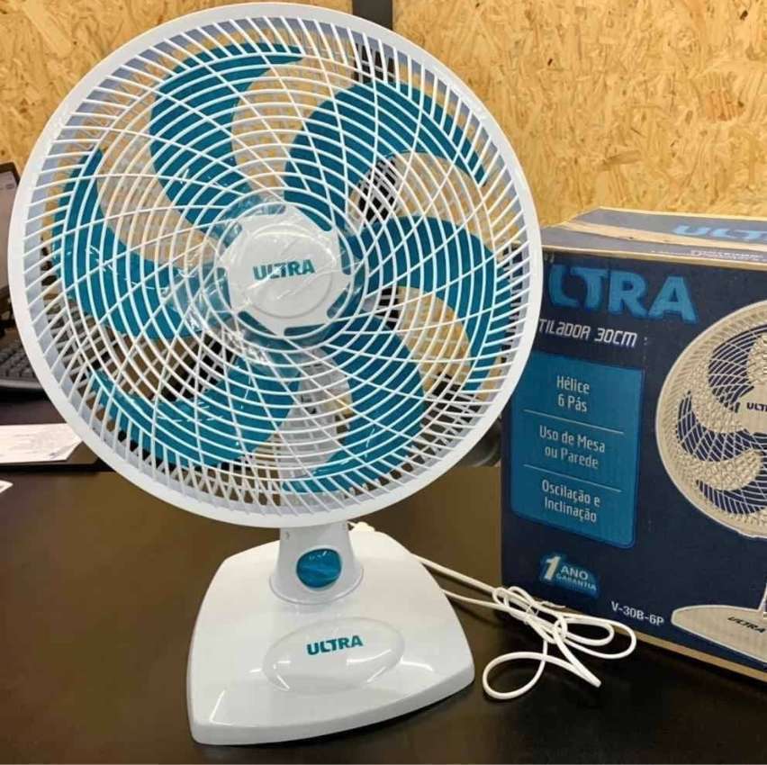 Ventilador de Mesa Mondial Ultra V-30-6P 30cm com 6 Pás e 3 Velocidades – Branco/Azul na Casas Bahia