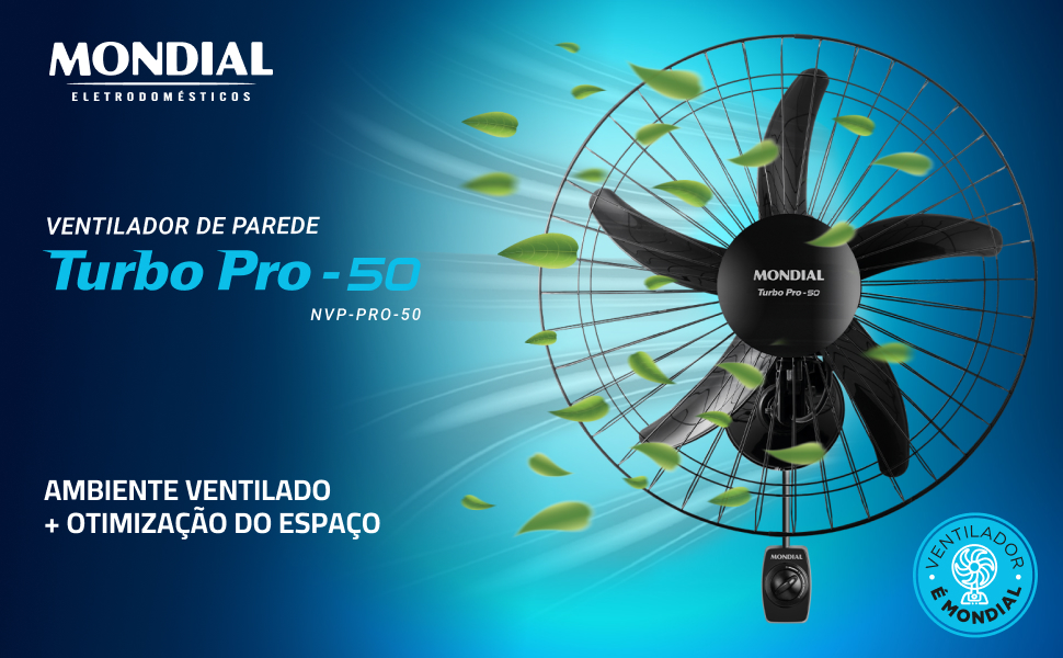 Ventilador de Parede Turbo 50cm Pro 5 Pás, Mondial, Preto, 150W – NVP-PRO-50 na Amazon