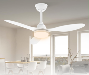 Ventilador de Teto Bivolt 110-220V de Energia 106,7 cm, Ventilador de Teto com Luz LED e Controle Remoto, Motor DC Reversível, 6 Velocidades, Branco na Amazon