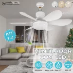 Ventilador de Teto PRO 60W ou 40W Super LED Lâmpada E27 na Shopee