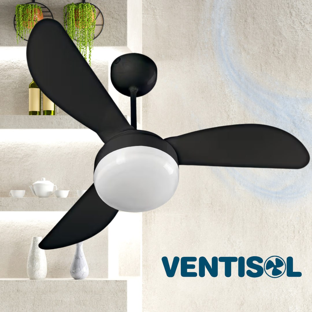 Ventilador de Teto Ventisol Fênix Black 3 Pás, Cv3, 3 Velocidades na Casas Bahia