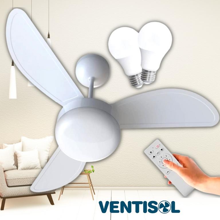 Ventilador de Teto Ventisol Fênix Branco Inverter Controle Remoto, 02 Lâmpadas Led Inclusas – Bivolt na Amazon