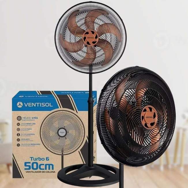 Ventisol Ventilador de Coluna Oscilante, Turbo 6 Pás Premium, Bronze, 50cm, 127V na Amazon