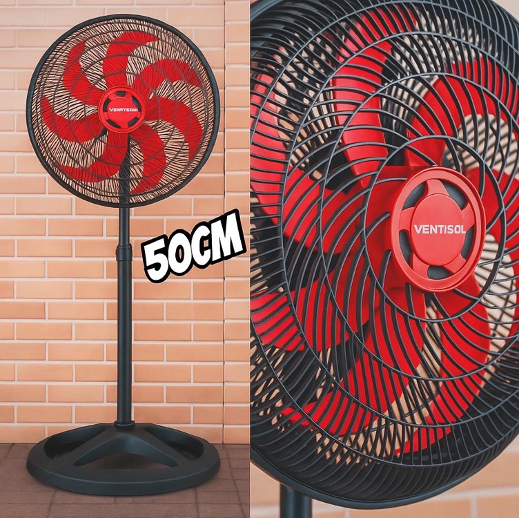 Ventisol Ventilador de Coluna Oscilante, Turbo 6 Pás Premium, Vermelho, 50cm na Amazon