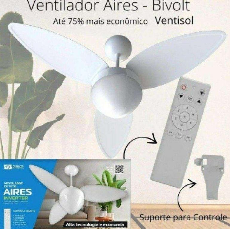 Ventisol Ventilador de teto aires INVERTER com controle remoto bivolt na Amazon