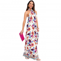Vestido Barrado Floral Em Malha Fria na Posthaus