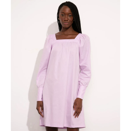 Vestido Feminino Mindset Curto Amplo com Franzidos Manga Bufante Lilás na C&A