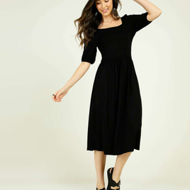 Vestido Midi Feminino Manga Curta Bufante na Marisa