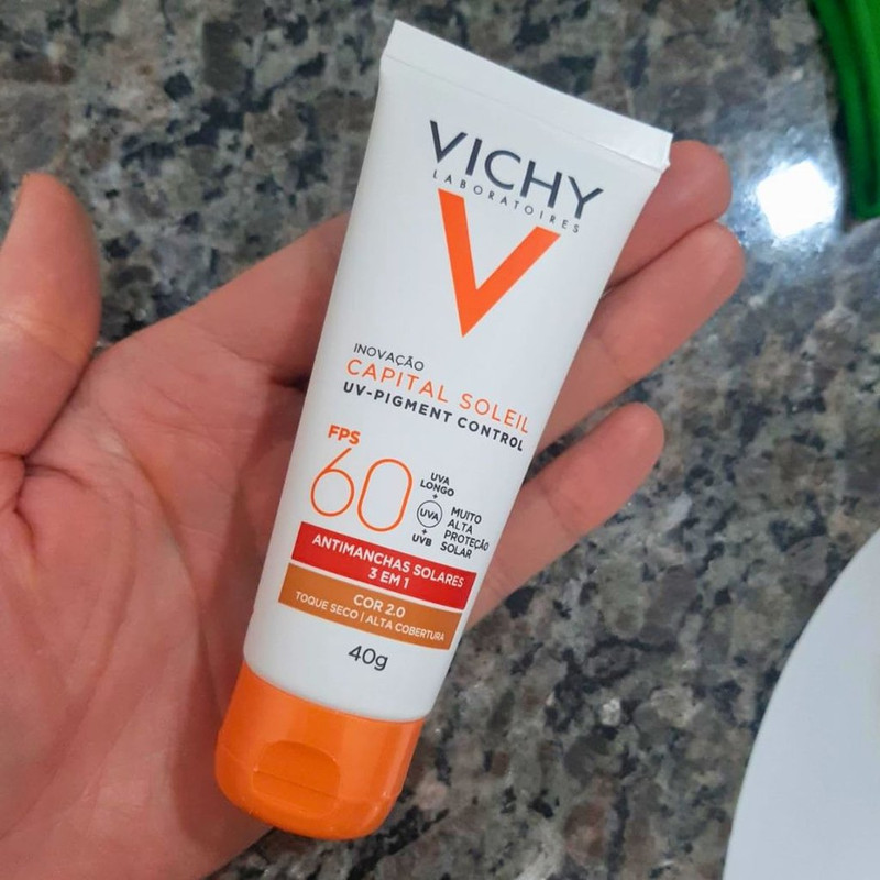 Vichy, Pigment Control, Protetor Solar Facial anti manchas com Alta cobertura, Vitamina B3, Ácido Tranexâmico, FPS60, 40g na Amazon