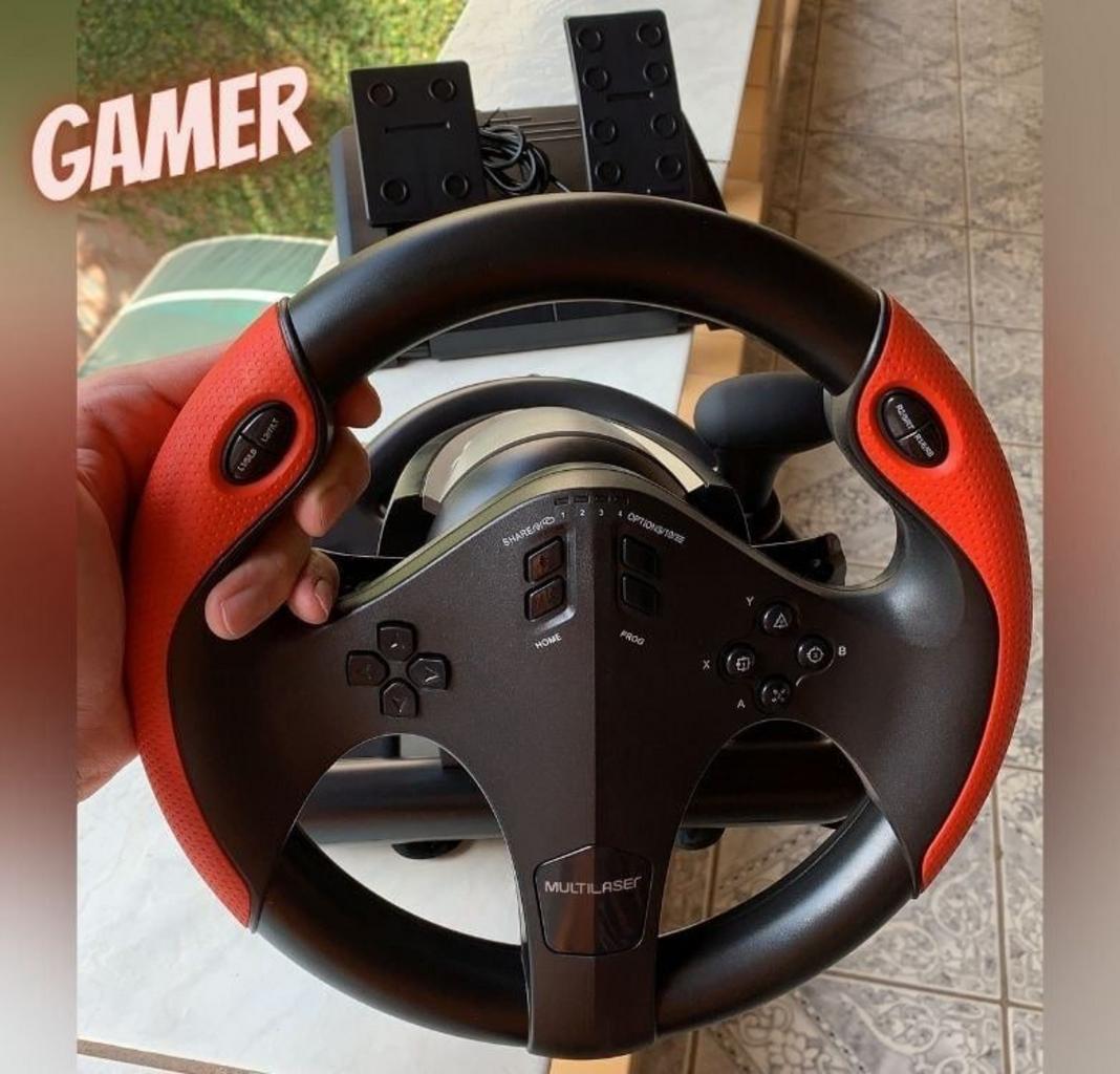 Volante Gamer com Marcha e Pedal Multiplataforma Multilaser – JS087 na Amazon