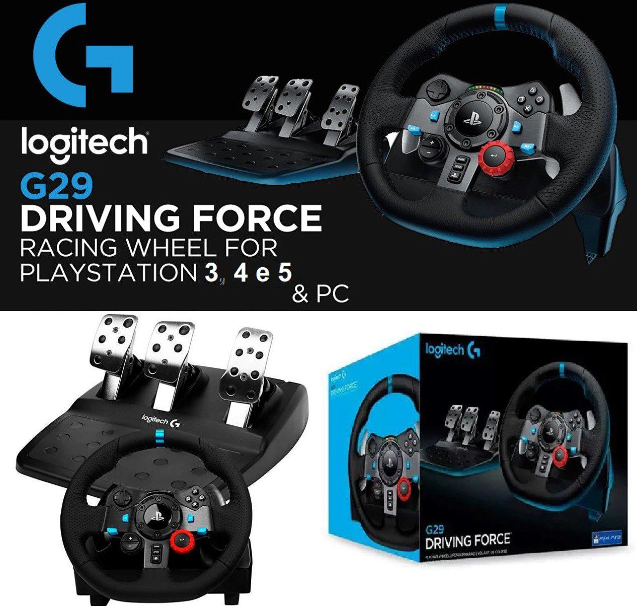 Volante Logitech G29 Driving Force para PS5, PS4, PS3 e PC - 941-000111 na Aliexpress