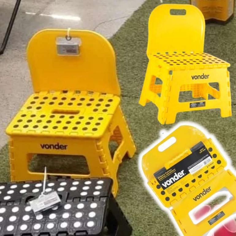 Vonder Banqueta Plástica Dobrável Amarela Altura 220 Mm Com Encosto na Amazon