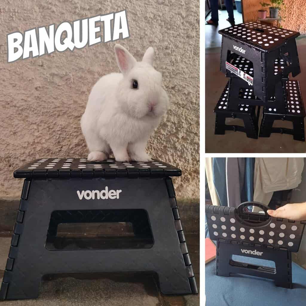 Vonder Banqueta Plástica Dobrável Preta Altura 220 Mm na Amazon