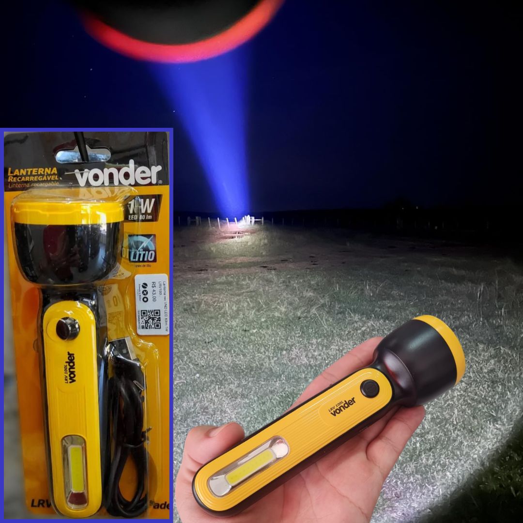 Vonder, Lanterna Recarregável, 80-100 Lúmens, Bateria De Lítio, Lrv 100l. na Amazon