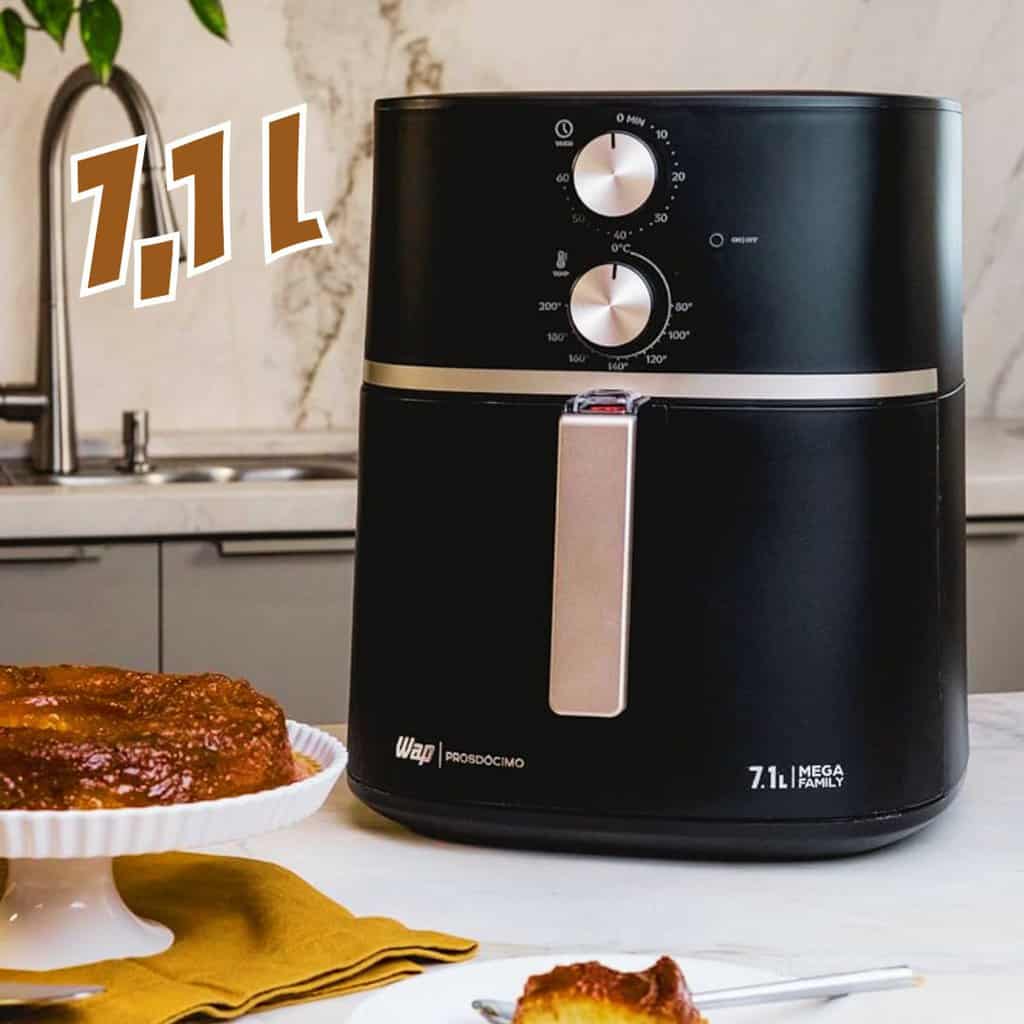 WAP Fritadeira Elétrica Air Fryer 7,1 Litros Cesto e Grelha Removíveis 1500W com Duplo Revestimento Antiaderente e Aviso Sonoro, Assa, Gratina e Frita WAP AIRFRY Mega Family na Amazon