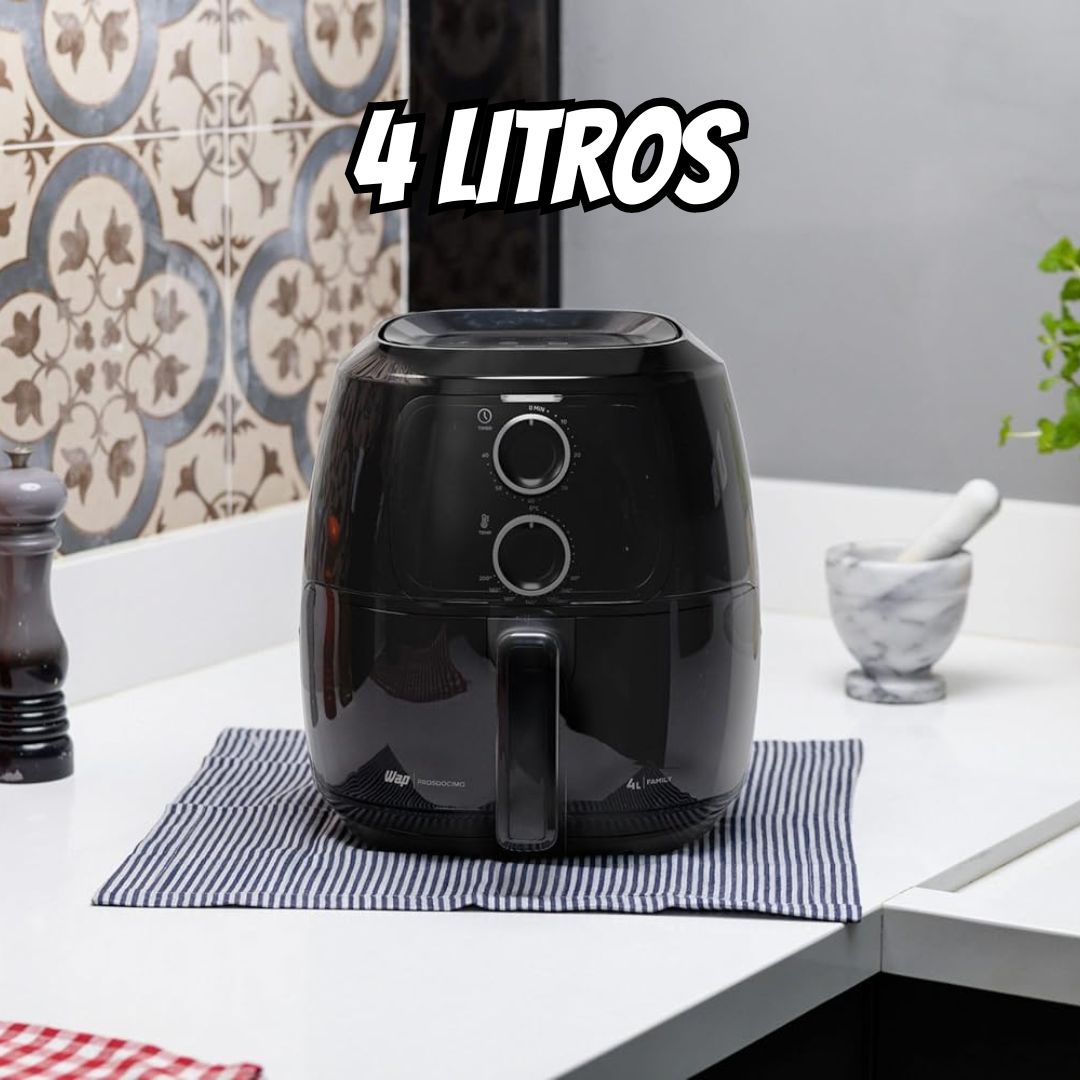 WAP Fritadeira Elétrica sem Óleo Air Fryer Preta 4 Litros, Potência de 1500W e Revestimento Antiaderente 127V na Amazon