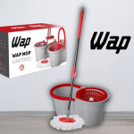 WAP MOP GIRATÓRIO Esfregão Multiuso para Limpeza Balde Centrífuga 14 Litros 360° Cabo Ajustável Alça Rodas e Refil, Vermelho com Cinza na Amazon