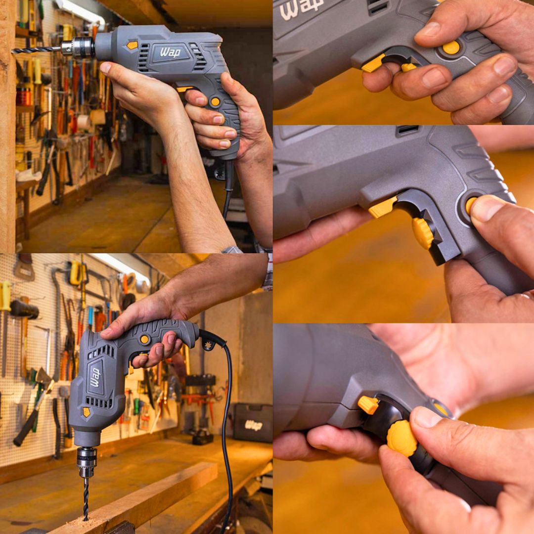 WAP Parafusadeira e Furadeira de Impacto 3/8″ WF-700FE, com Chave de Mandril, Controle de Velocidade, 700W na Amazon