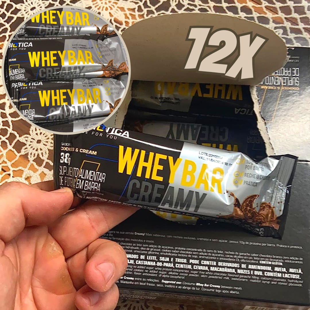 Whey Bar Creamy, Chocolate, 12 unidades 38g Cookies & Cream – Probiótica na Amazon