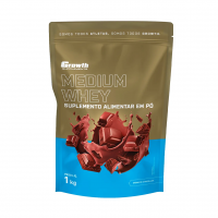 Whey Protein Medium 1kg Growth Supplementos - Chocolate na Growth Supplements