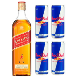 Whisky Johnnie Walker Red Label 1 Litro + 4 Latas do Energético Red Bull Energy Drink 250ml na Casas Bahia