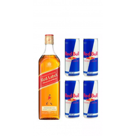 Whisky Johnnie Walker Red Label 1 Litro + 4 Latas do Energético Red Bull Energy Drink 250ml na Casas Bahia