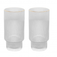 WOLFF - Conjunto 2 Copos Altos Com Fio De Ouro 400ml Em Cristal - Modelo Lines na Amazon