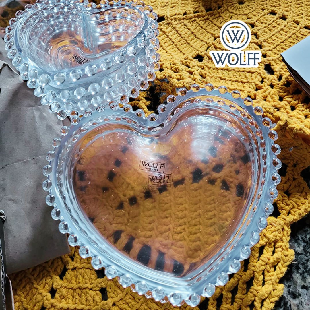 Wolff Coração Pearl Conjunto de 4 Pratos de Cristal, Transparente, 18 x 15 x 2 cm na Amazon