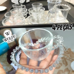 Wolff Coração Pearl Conjunto de Xícaras para Café com Pires de Cristal 4 Peças, Transparente, 85 ml na Amazon