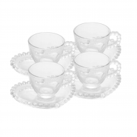 Wolff Coração Pearl Conjunto De Xícaras Para Café Com Pires De Cristal 4 Peças, Transparente, 85 Ml na Amazon