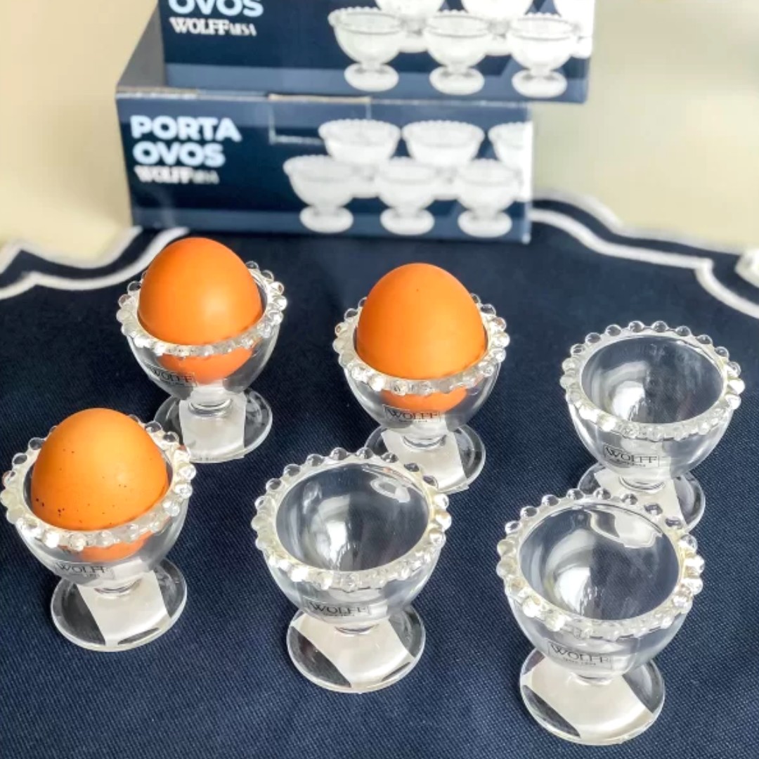 Wolff Pearl Conjunto de Porta Ovos de Cristal 6 Peças, Transparente, 6 x 6 cm na Amazon