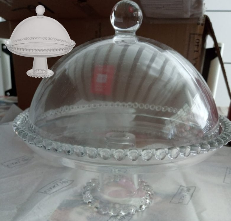 Wolff Pearl Prato com Pé e Tampa de Cristal, Transparente, 20 x 18 cm na Amazon