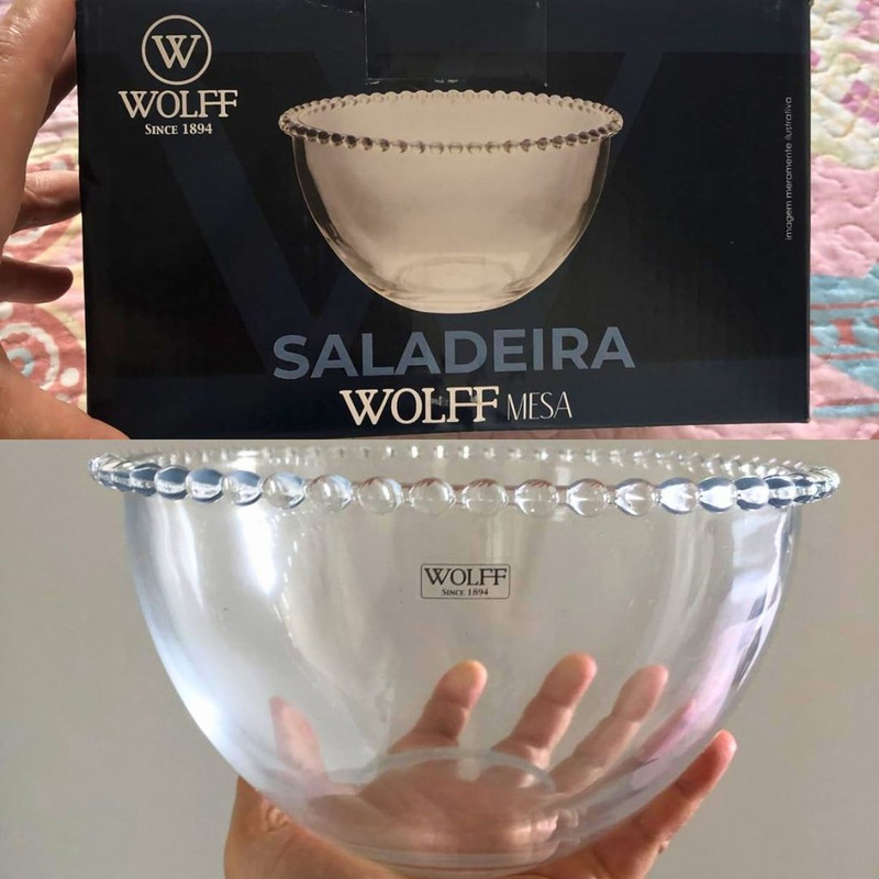 WOLFF Pearl Saladeira de Cristal, Transparente, 21 x 12 cm na Amazon