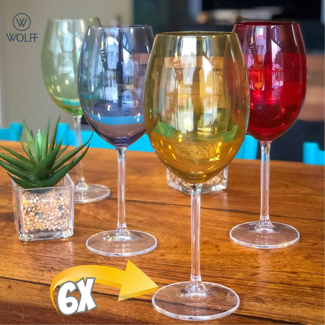 WOLFF – Conjunto 6 Taças de Cristal Ecológico Banquet Amarela 580ml para Vinho na Amazon