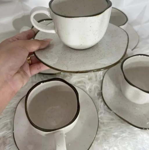 Xícara de Chá com Pires Porcelana Ryo Oxford 220 ml Maresia Branco na Shopee
