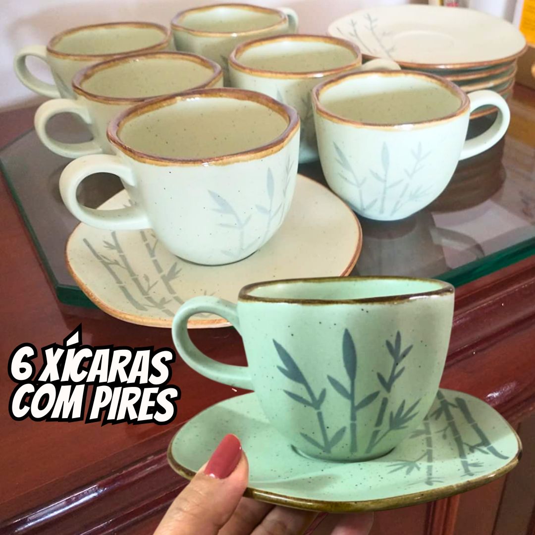 Xícaras de Chá 220 ml, com Pires, 6 Peças, Oxford, Ryo Bambu na Amazon