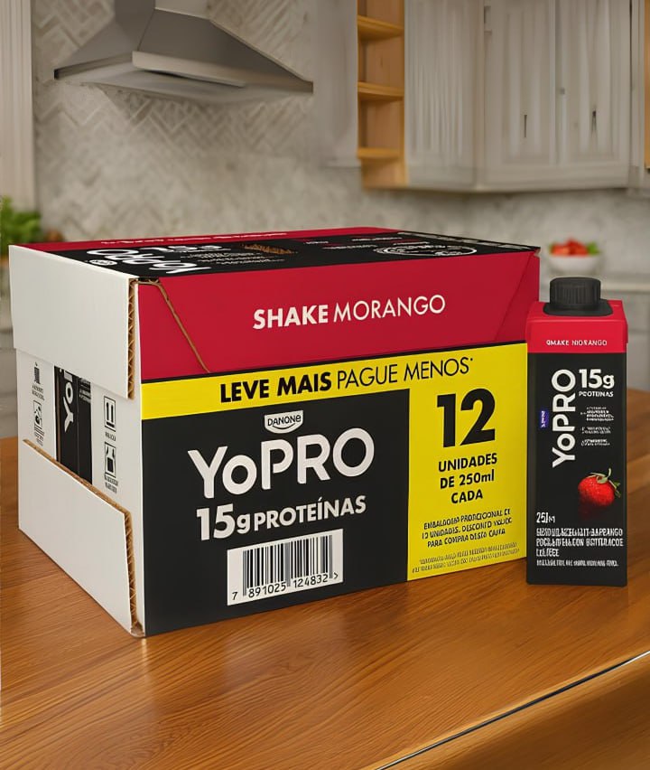 YoPRO Bebida Láctea UHT Morango 15g de proteínas 250ml – 12 unidades na Amazon