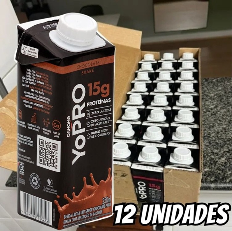 YoPRO, Pack Yopro Bebida Láctea Uht Chocolate 15G de Proteínas 250 Ml -12 Unidades na Amazon