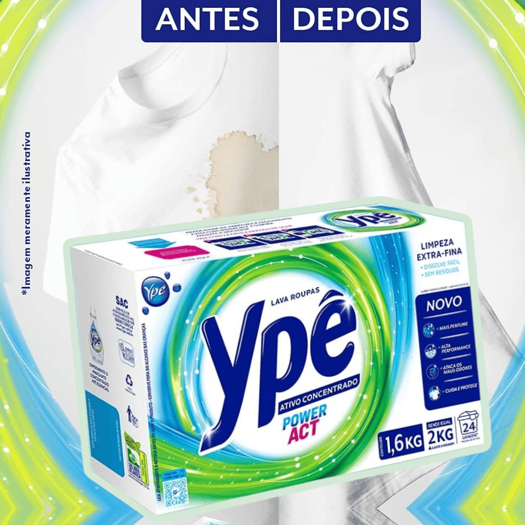 Ypê Lava Roupas em Pó Power Act 1,6Kg na Amazon