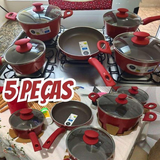 ‎Jogo de Panelas 5 Peças Optima Carmim, Com Revestimento Cerâmico e Fundo De Indução, Ceramic Life, Brinox na Amazon